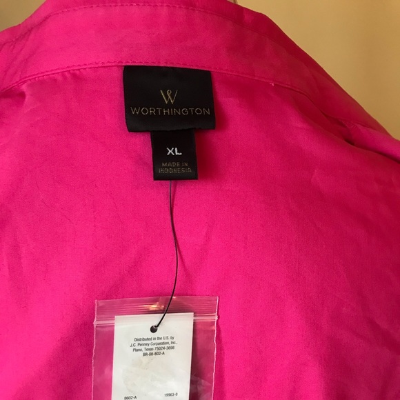 Worthington Pink Button up Blouse NWT - Picture 4 of 5
